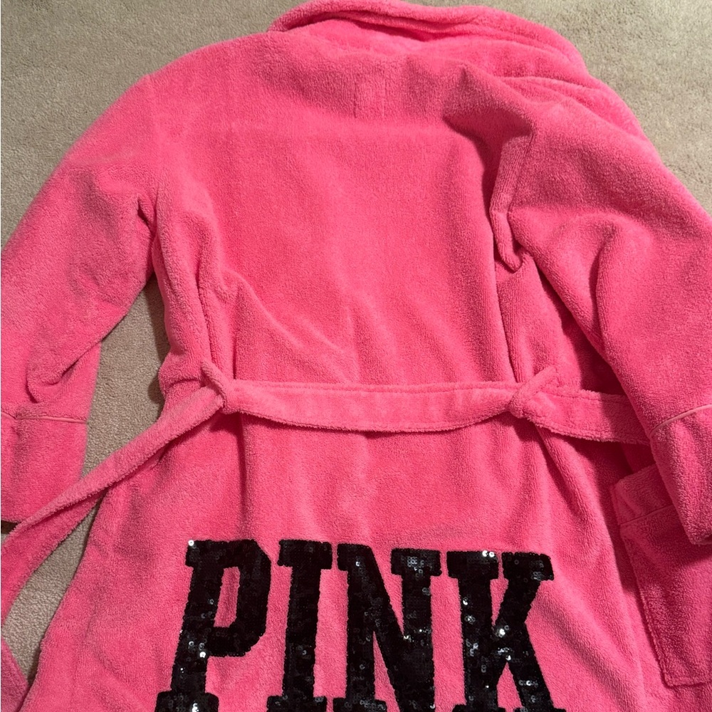Victoria's Secret Pink Robe with Black Sequin Detail